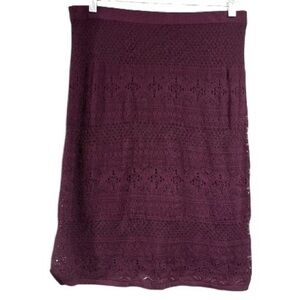 White House Black Market Plum Lace Midi Skirt